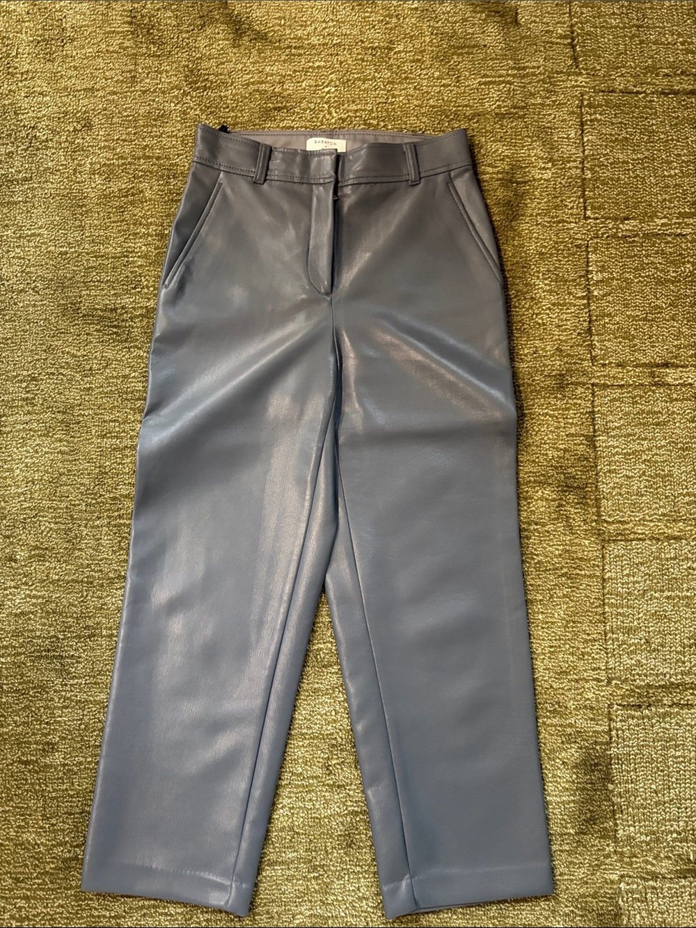 Aritzia Leather-Look Straight Leg Pants - Gray
